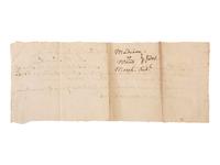 [MADISON, James, Sr. (1723-1801)]. Manuscript court document referencing a debt owed to Col. James Madison, Sr., father of President James Madison. [Orange County, VA], n.d.