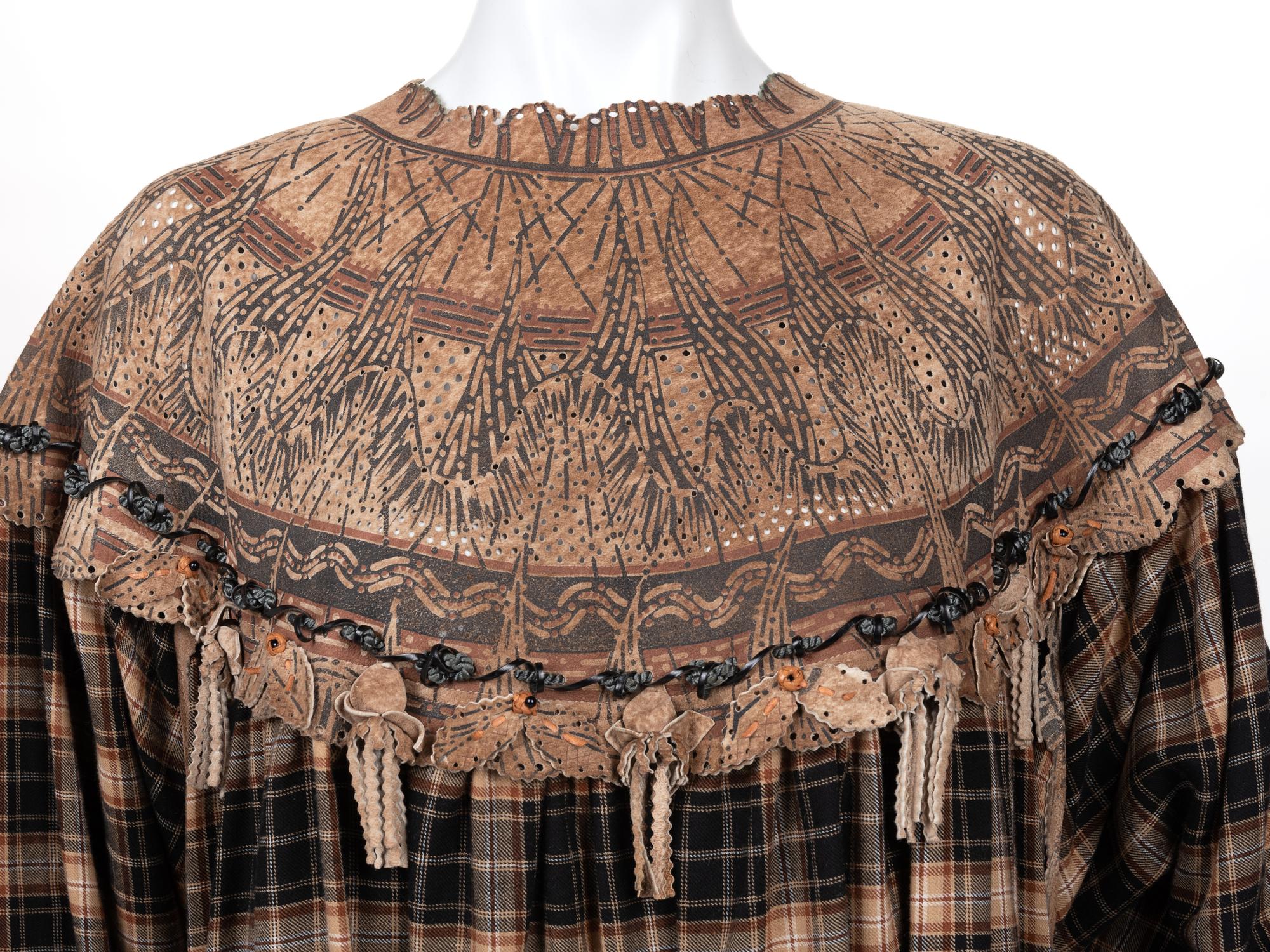 Zandra Rhodes Wool and Suede Dress, 1980s