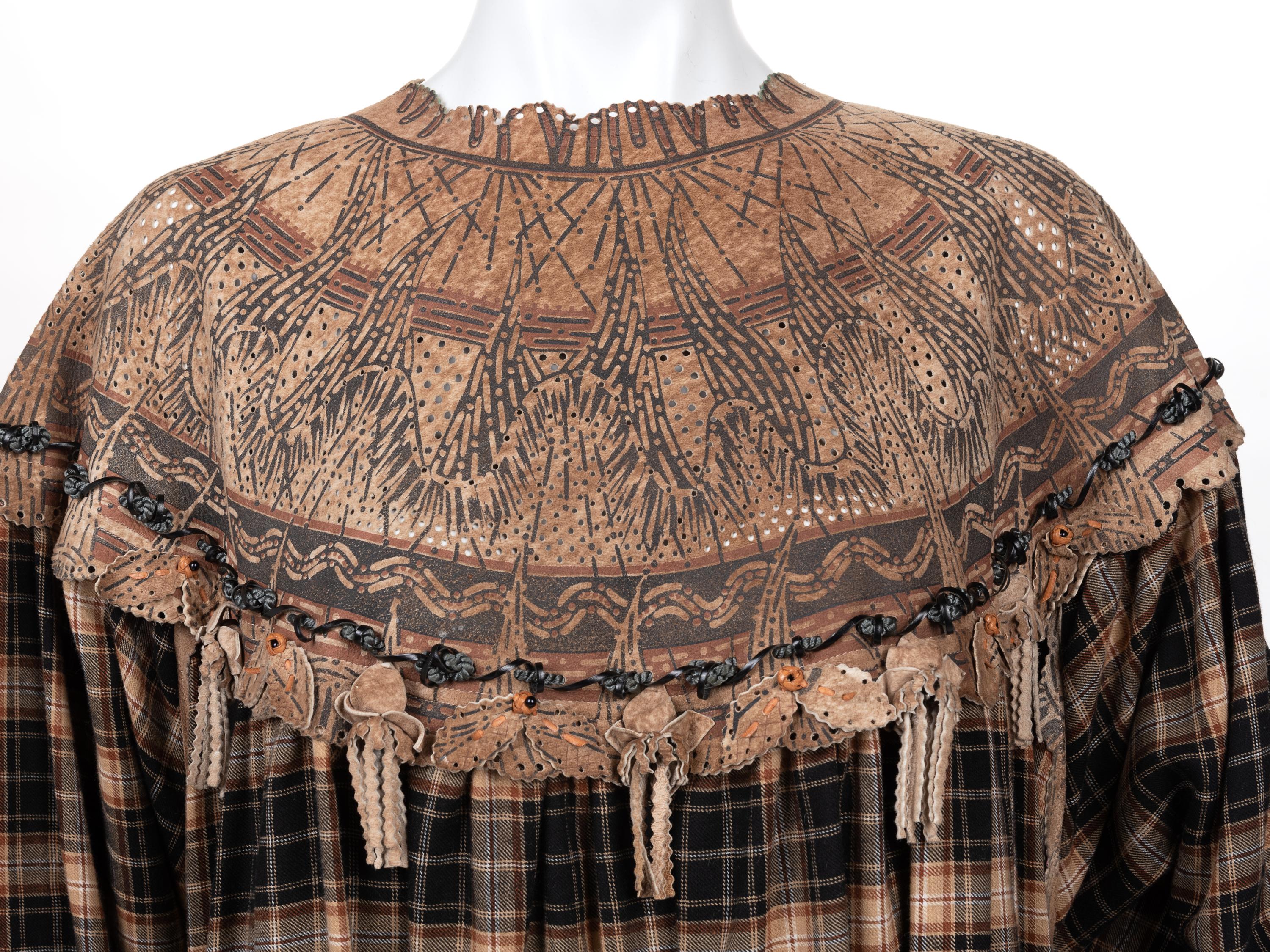 Zandra Rhodes Wool and Suede Dress, 1980s