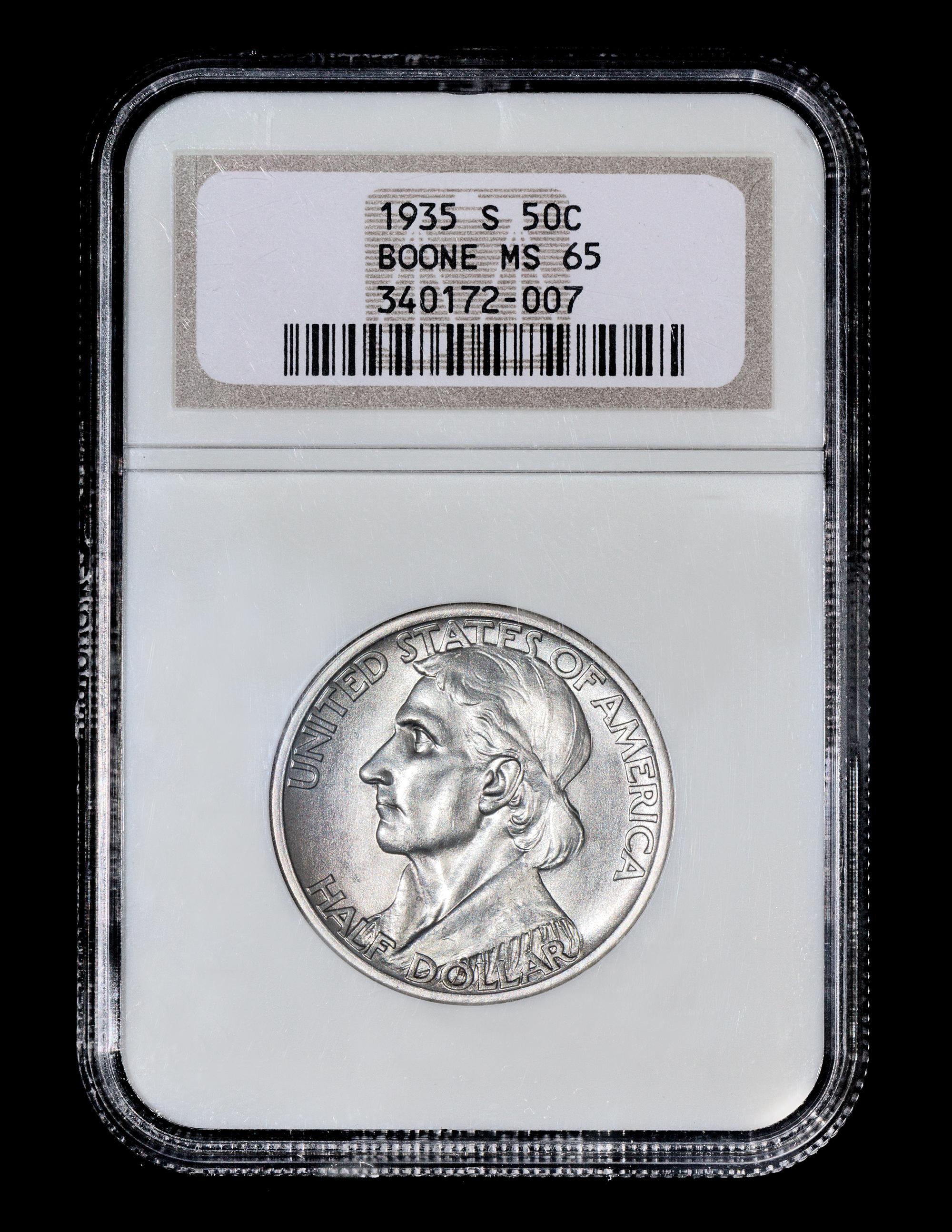A United States 1935-S Daniel Boone Commemorative 50c Coin — NGC graded MS65