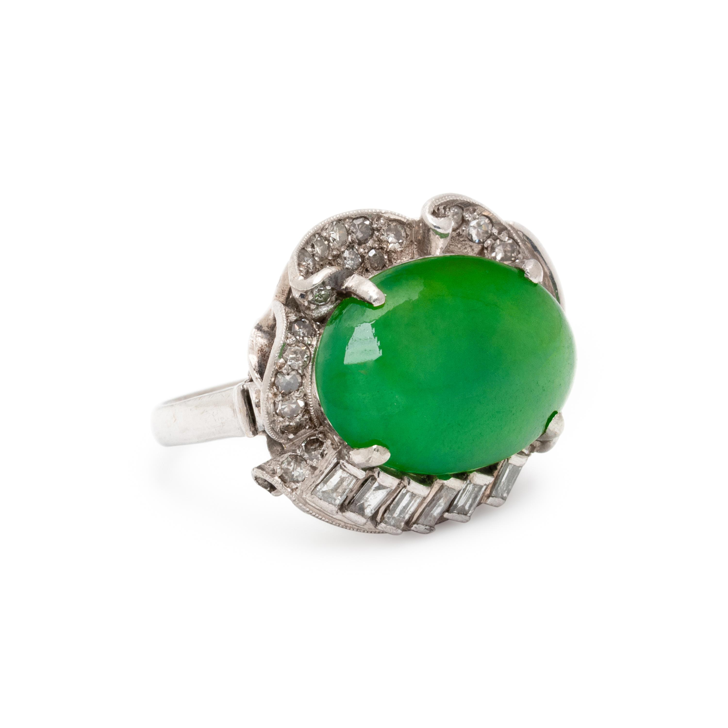JADEITE AND DIAMOND RING