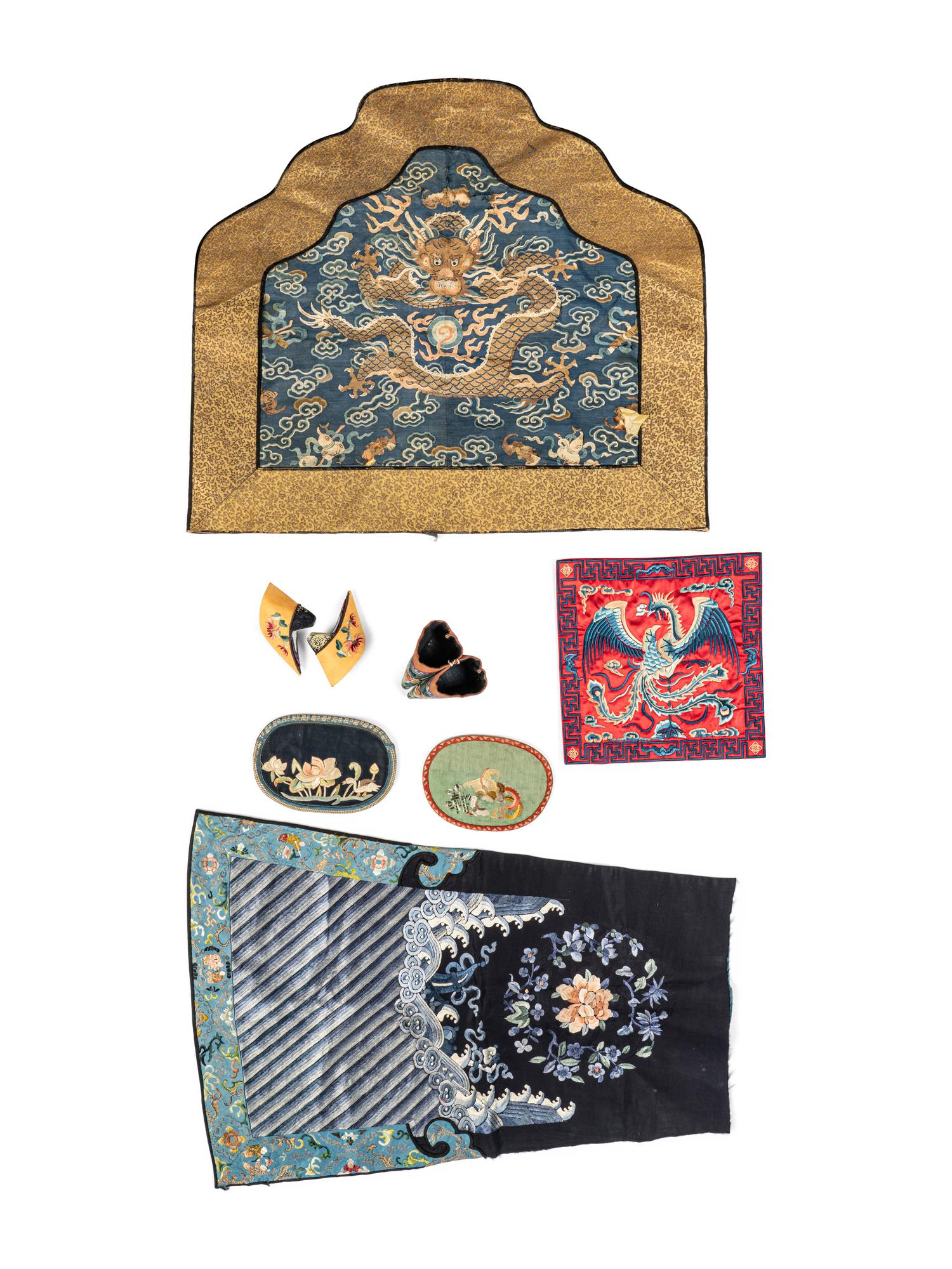 Seven Chinese Embroidered and Woven Silk Articles