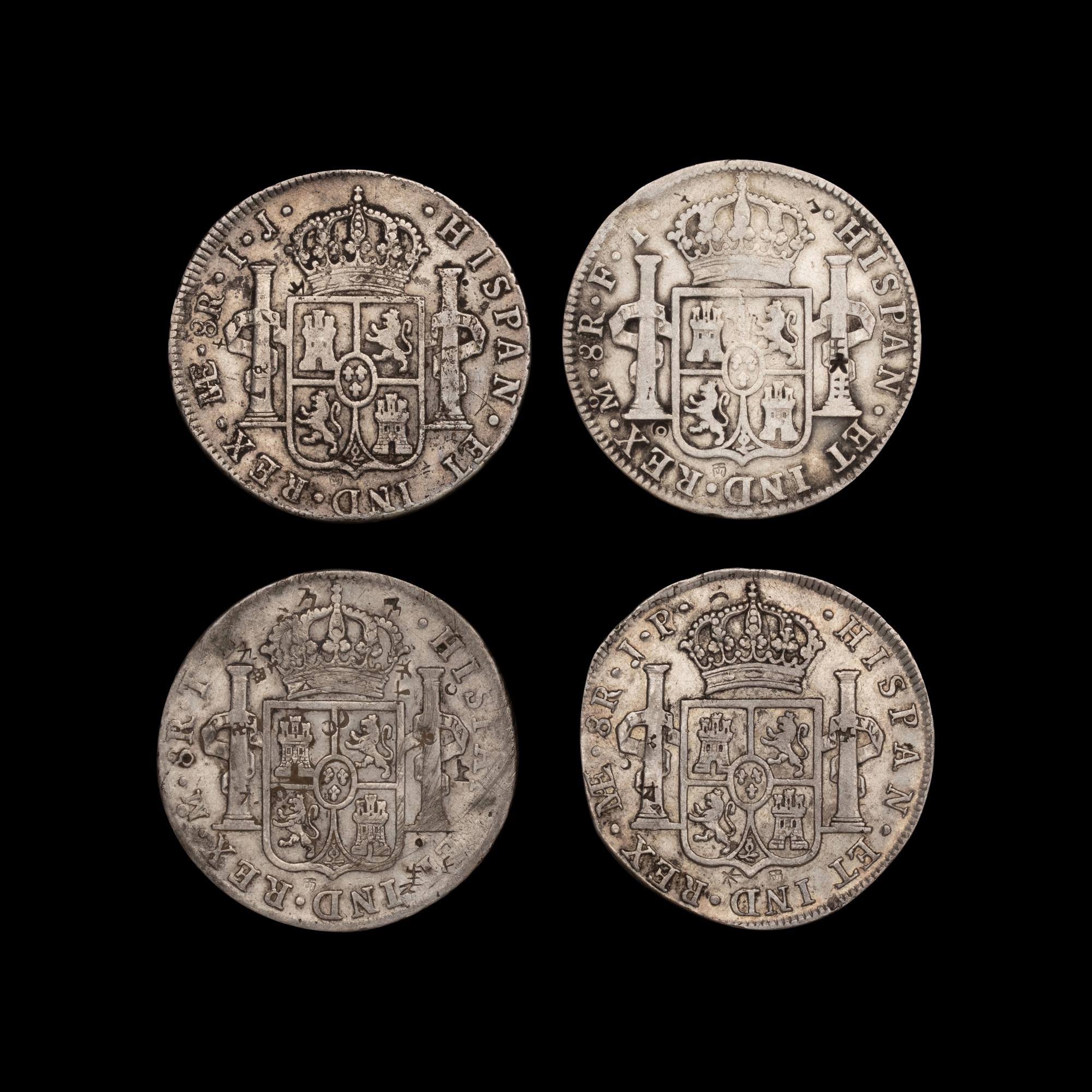 [SPANISH KINGDOM] Four Colonial 8-Reales Silver Coins