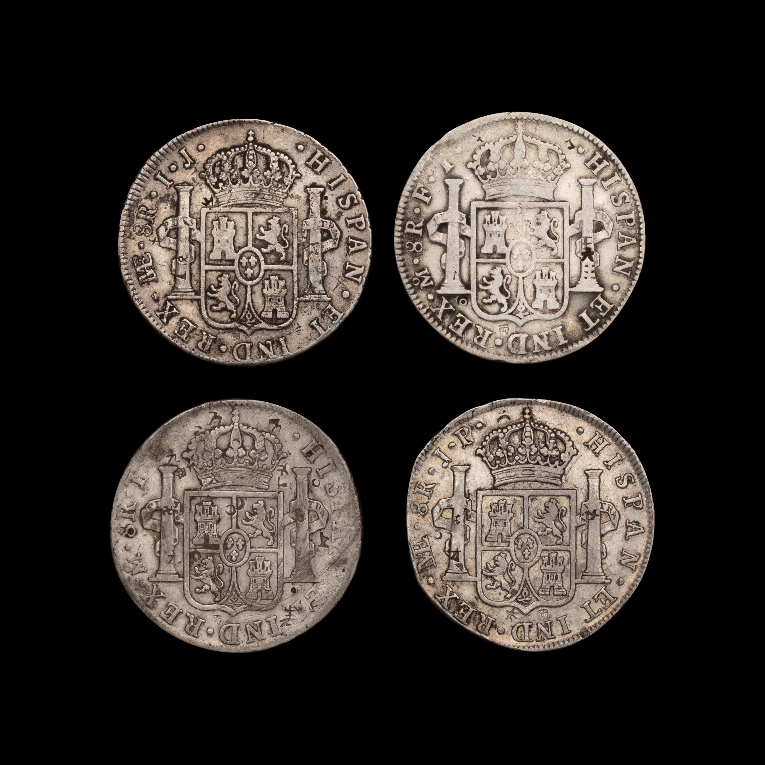 [SPANISH KINGDOM] Four Colonial 8-Reales Silver Coins