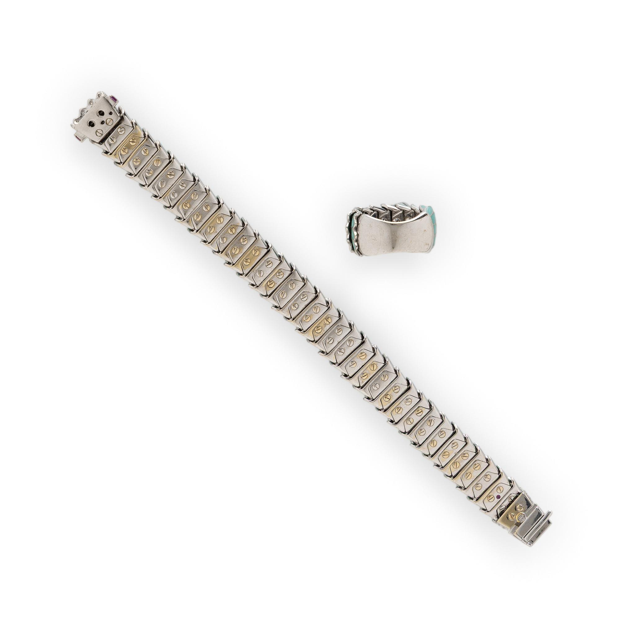 Roberto Coin, Enamel, Diamond, and White Gold 'Animalier' Bracelet and Ring