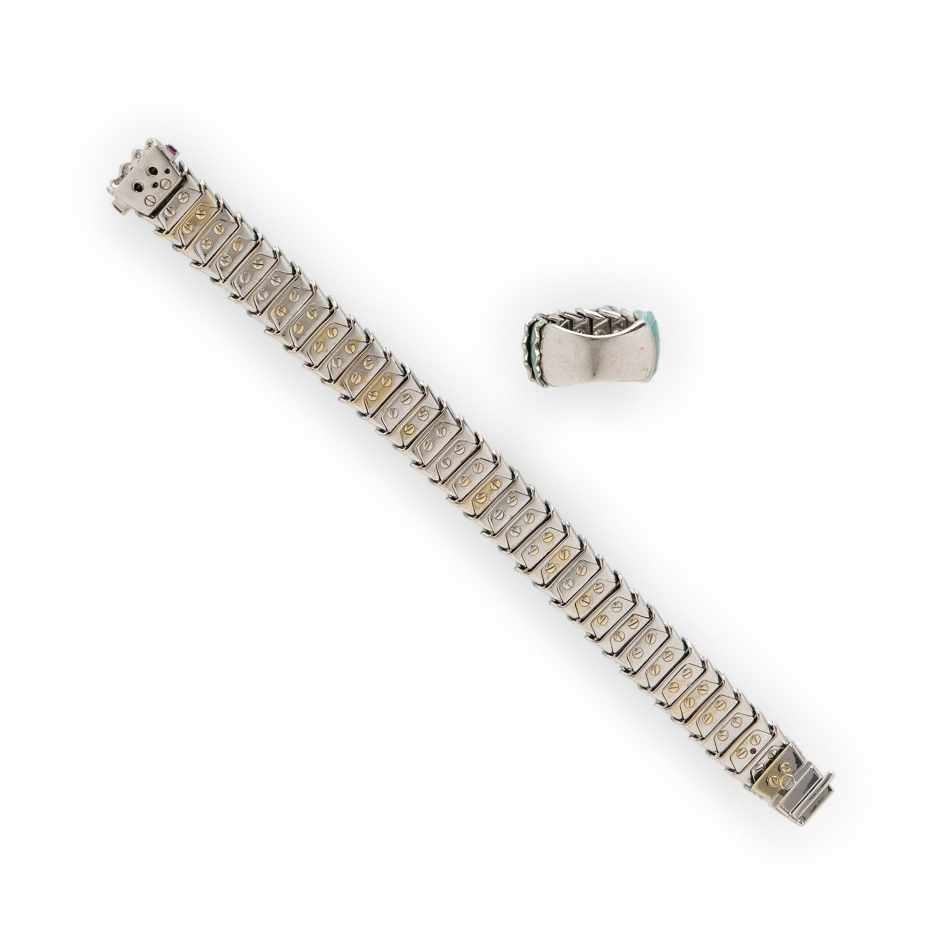 Roberto Coin, Enamel, Diamond, and White Gold 'Animalier' Bracelet and Ring