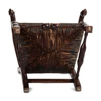 A Queen Anne Mixed Woods Rush-Seat Spanish-Foot Armchair