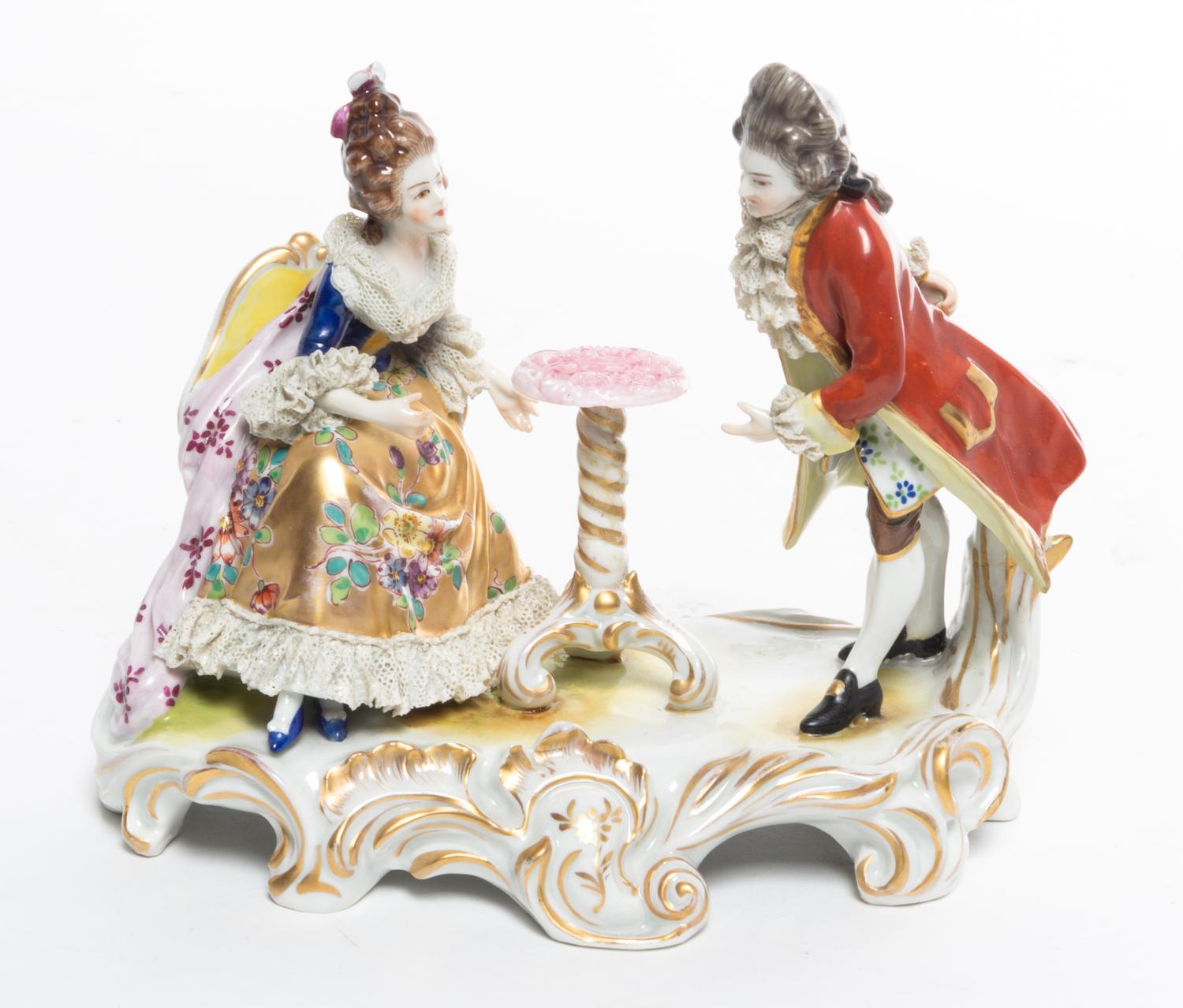 A Dresden Porcelain Figural Group Height 6 inches. — 19TH/20TH CENTURY