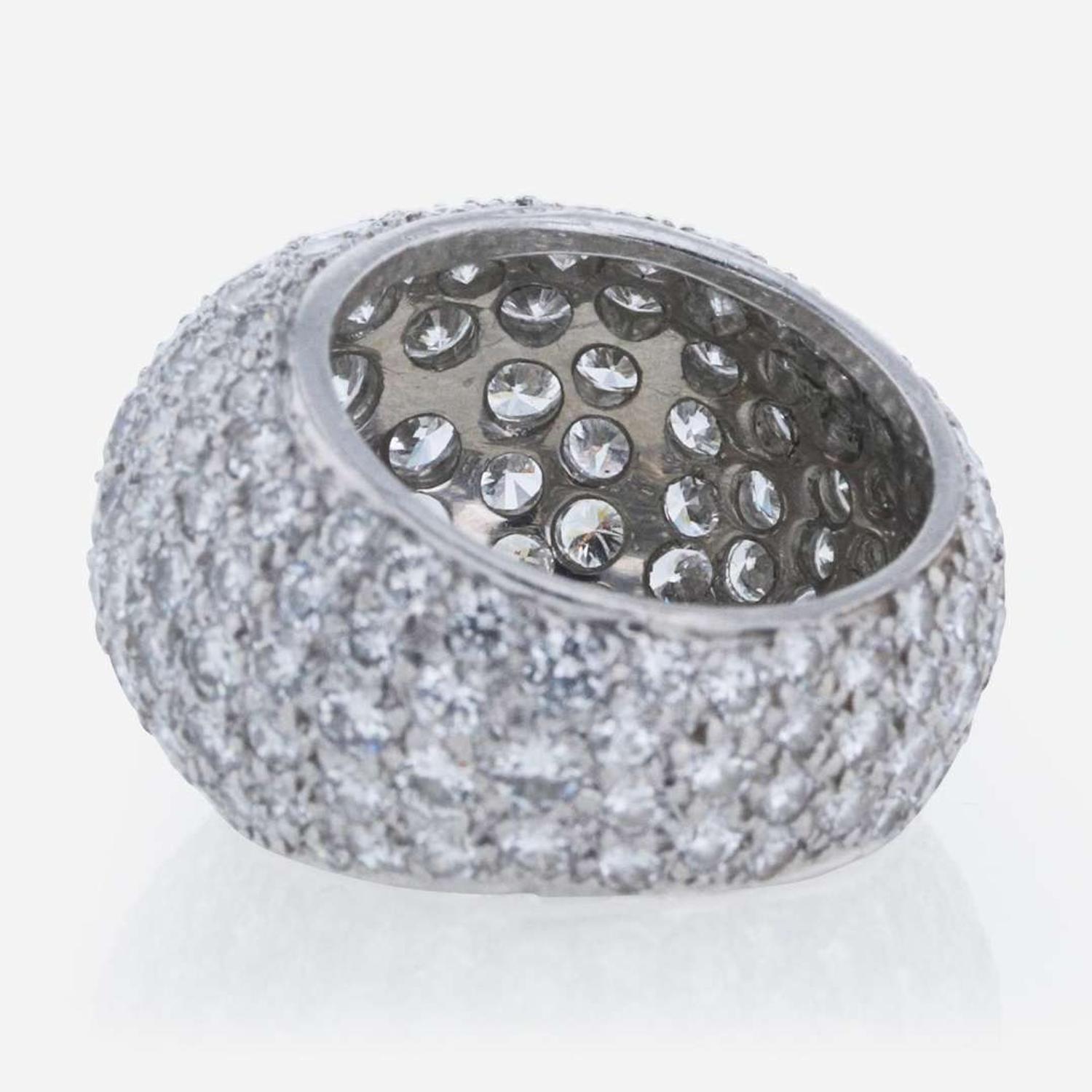 A Pavé-Set Bombé Style Diamond Ring