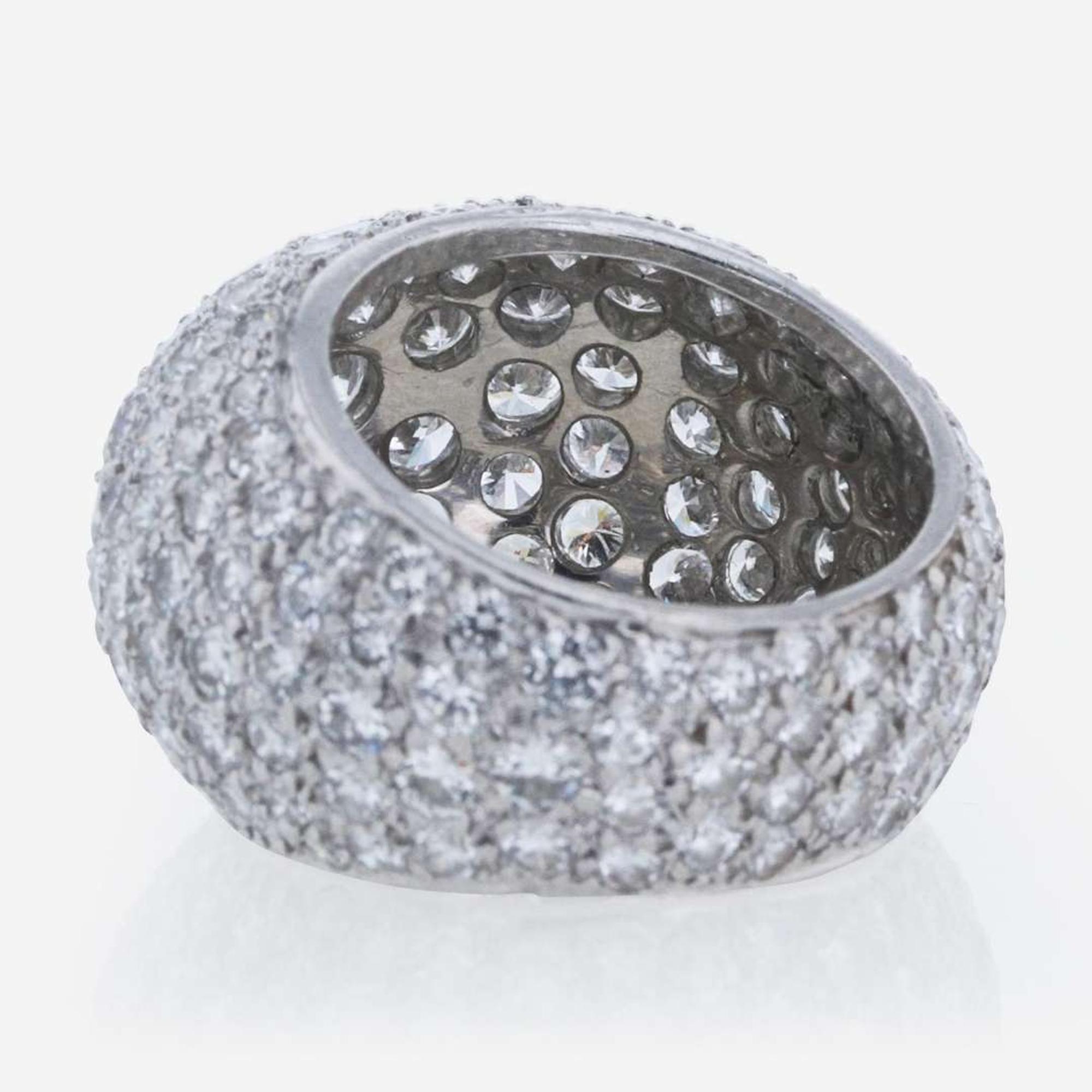 A Pavé-Set Bombé Style Diamond Ring