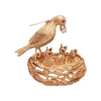 YELLOW GOLD AND MULTIGEM BIRD NEST BROOCH