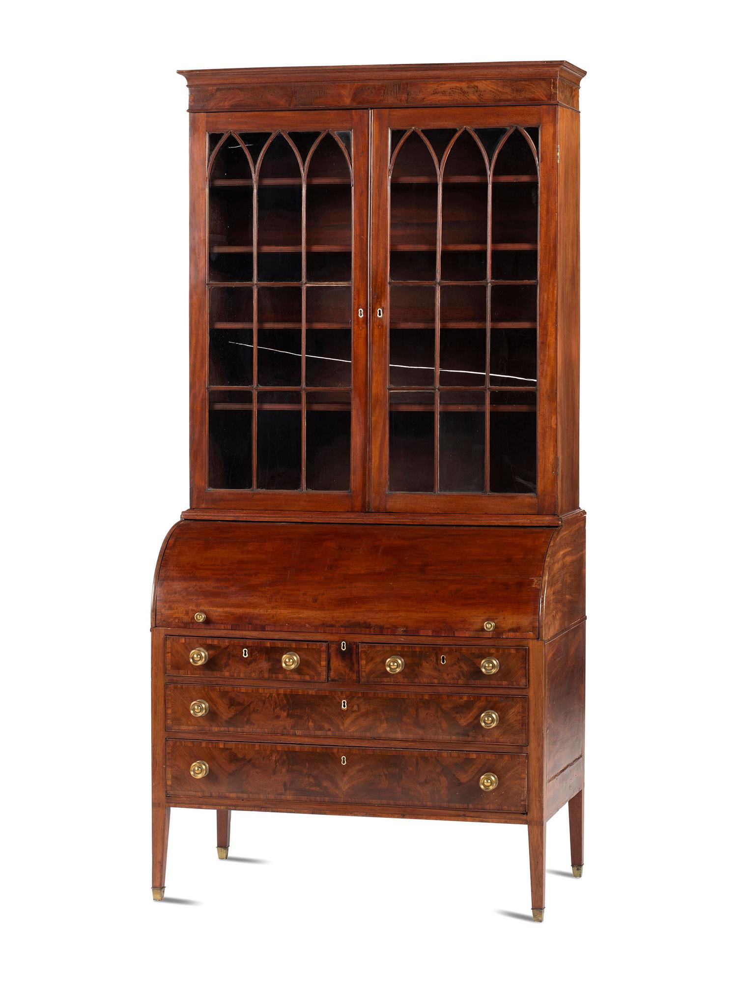 A Classical Mahogany Desk and Bookcase