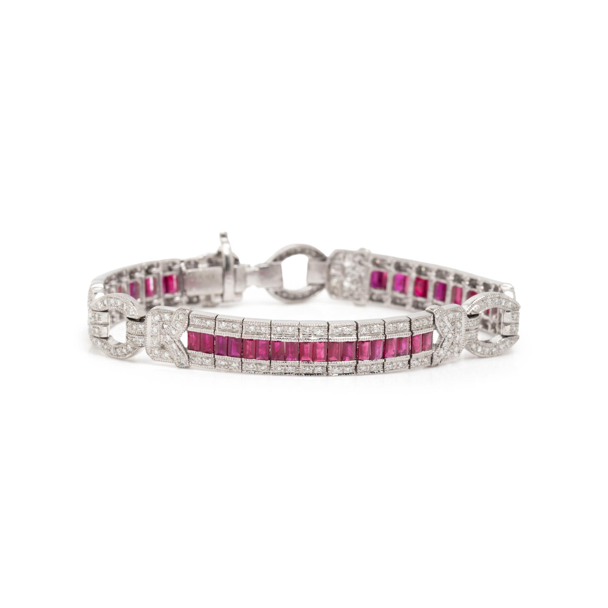 DIAMOND AND SYNTHETIC RUBY BRACELET