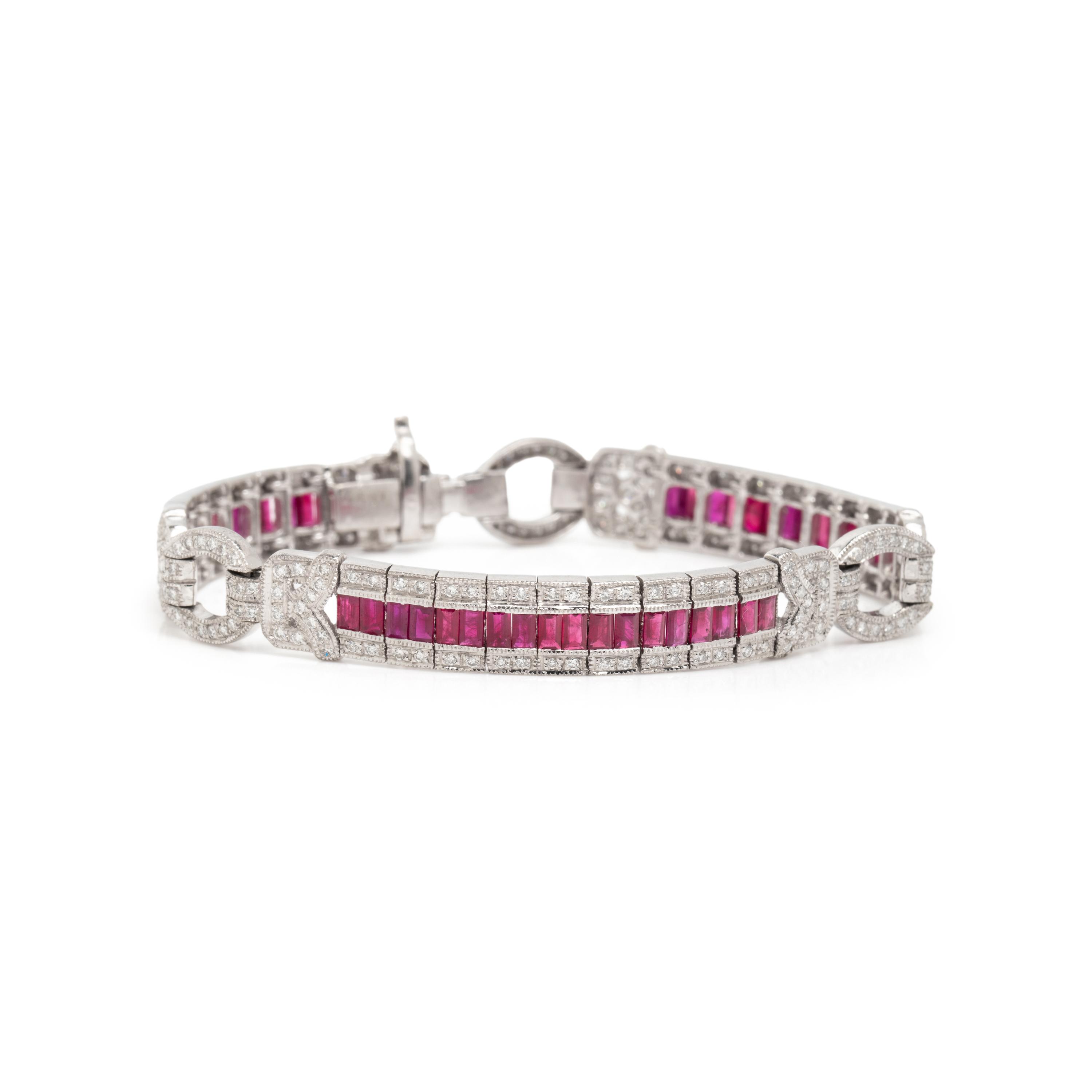 DIAMOND AND SYNTHETIC RUBY BRACELET