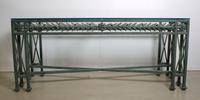 A Neoclassical Style Cast Metal Console Table, Height 30 1/2 x width 72 x depth 20 inches.
