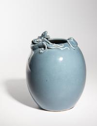 A Chinese Claire-de-Lune Glazed Porcelain 'Chilong' Vase