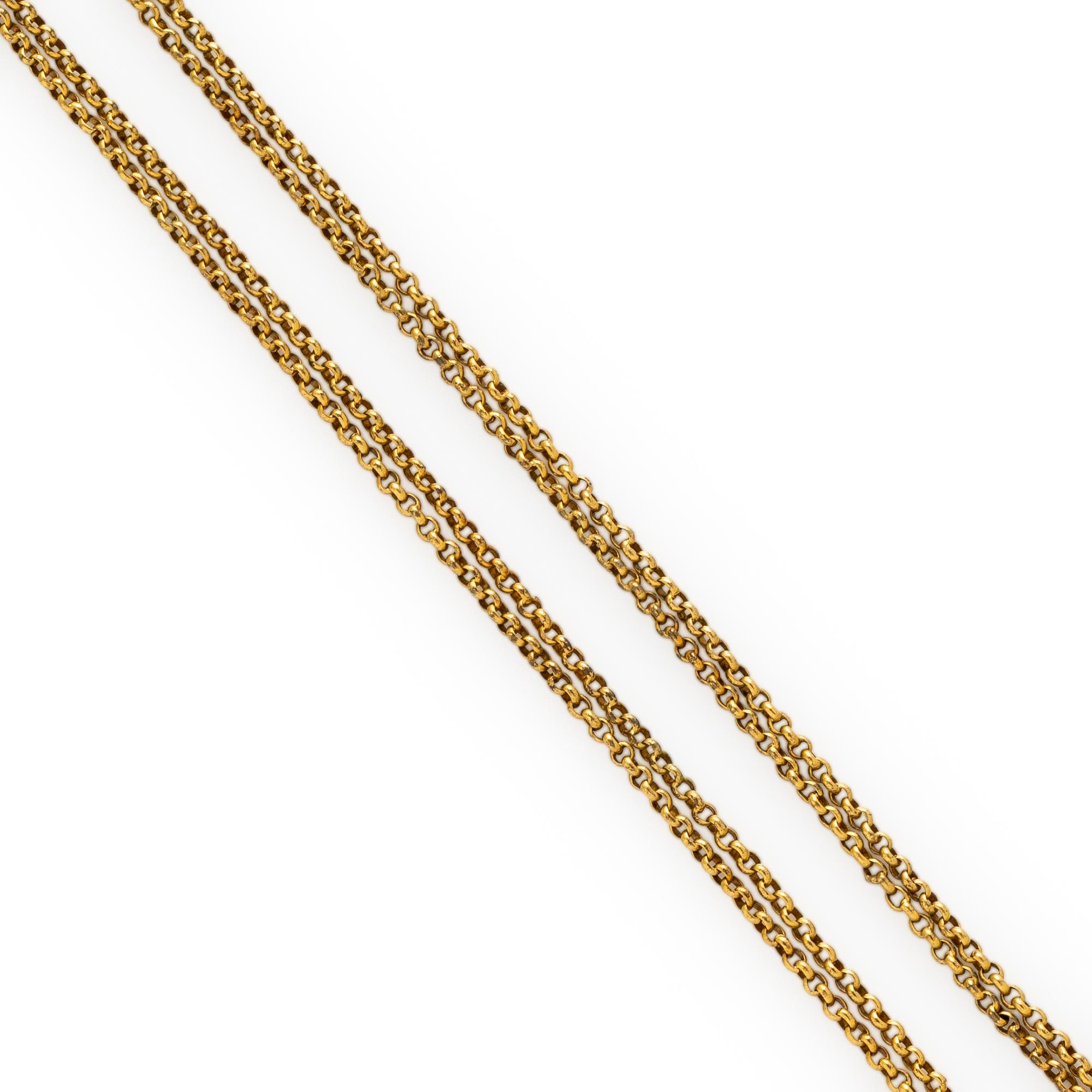 ANTIQUE, SWEDISH, YELLOW GOLD LONG CHAIN NECKLACE
