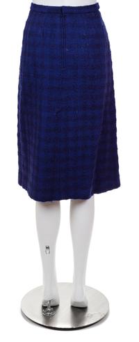 A Chanel Creations Blue Boucle Faux Wrap Skirt, No size.
