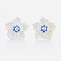 Seaman Schepps Rock Crystal Flower Brooch and Ear Clips