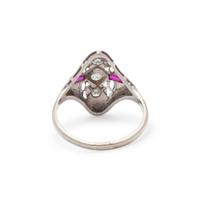 DIAMOND AND SYNTHETIC RUBY RING