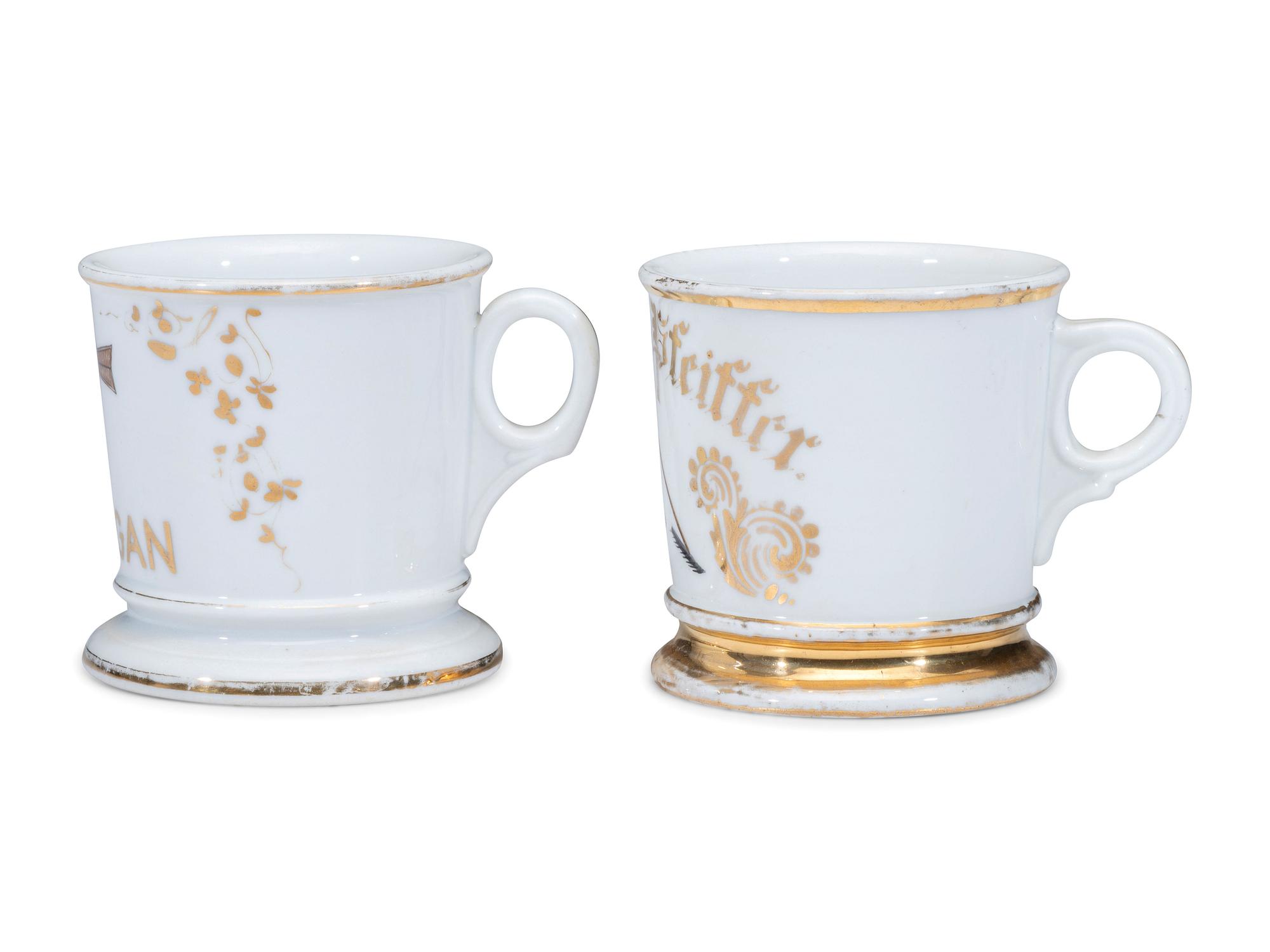 Two Porcelain Occupational Shaving Mugs