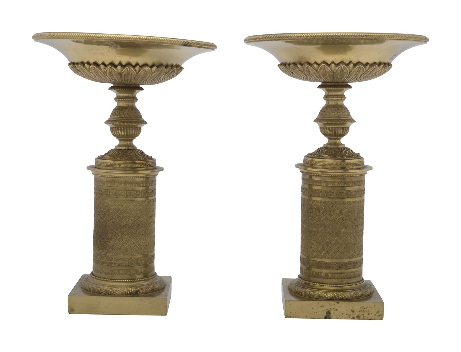 A Pair of French Neoclassical Brass Tazze