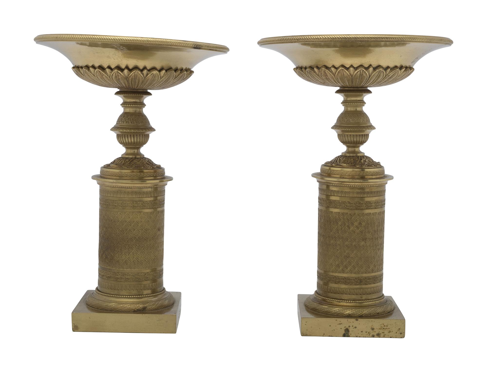 A Pair of French Neoclassical Brass Tazze