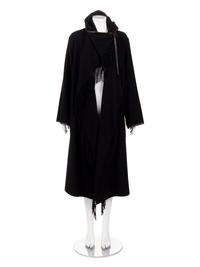 Hermès Cashmere Fringed Coat Trimmed with Leather