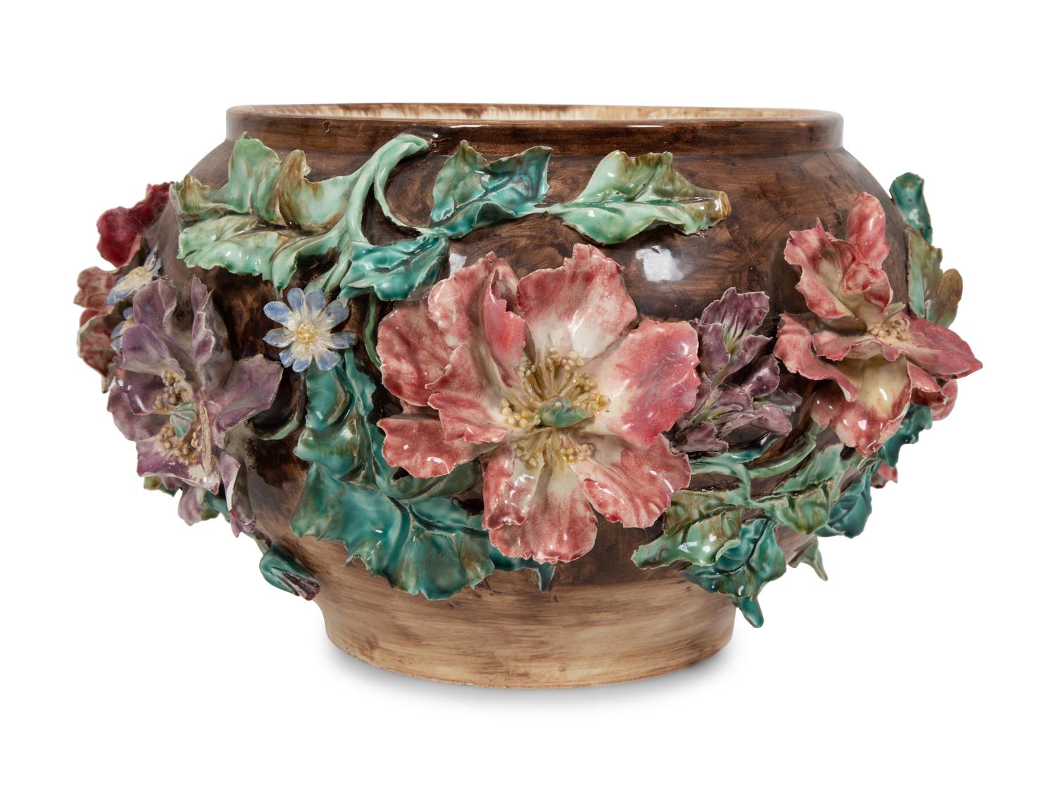 A French Barbotine Majolica Vase