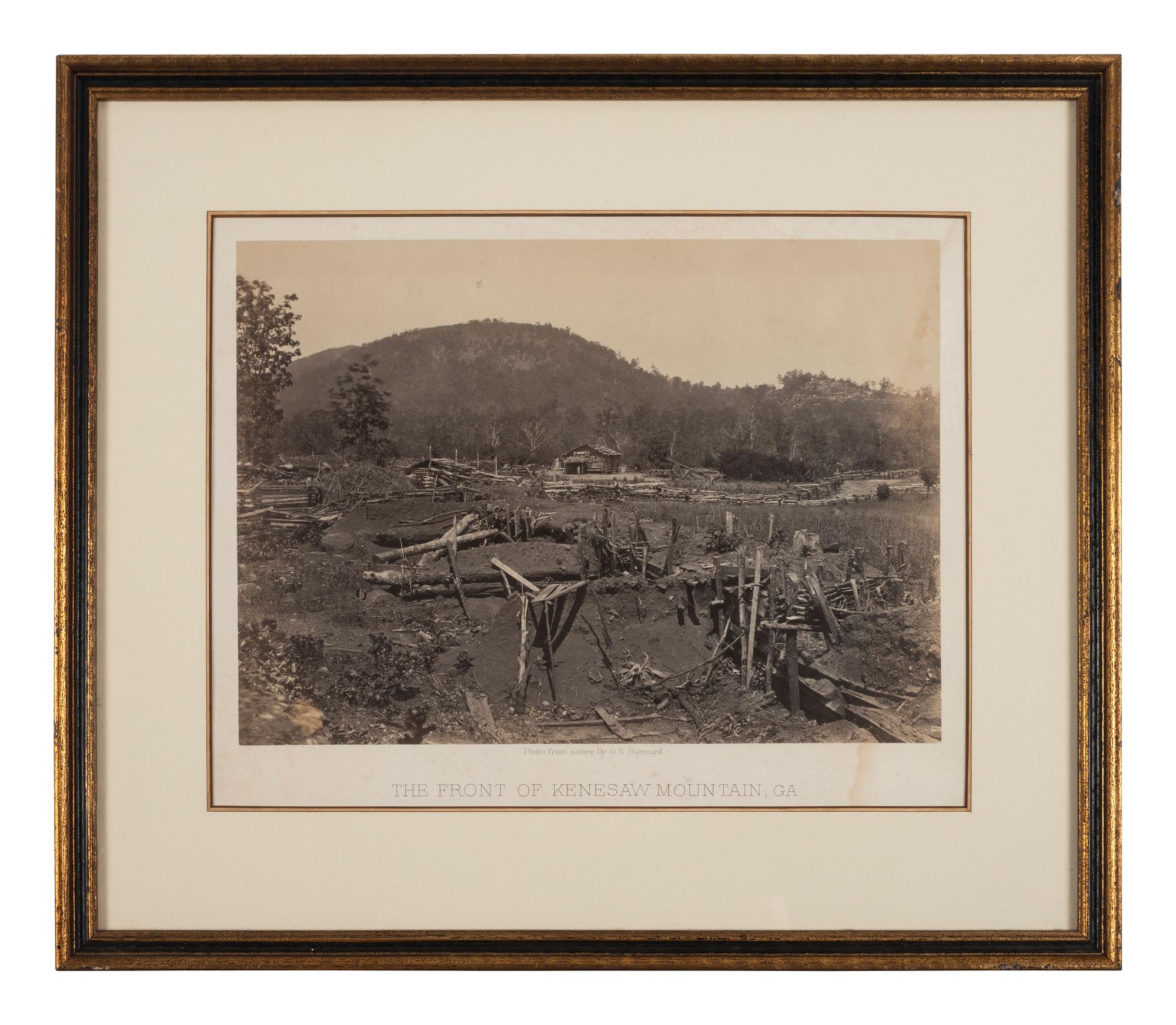 [CIVIL WAR]. BARNARD, George N. (1819-1902), photographer. A group of 3 photographs, incl. South Bank of Chattahoochee, and Kennesaw Mountain, Georgia. Ca 1860s.