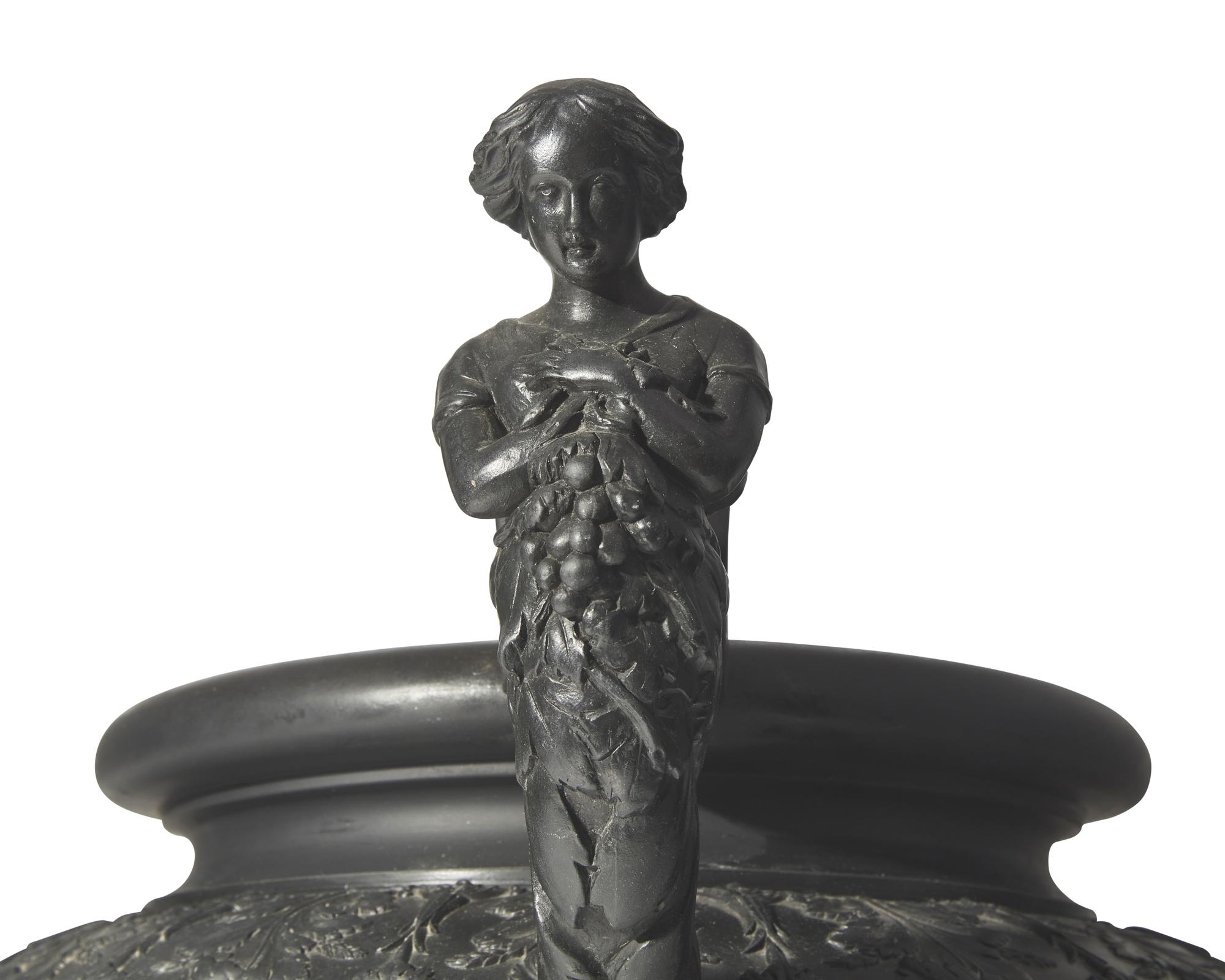 A Wedgwood Black Basalt Urn with Figural Handles