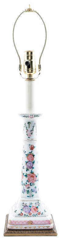 A French Porcelain Lamp Height 23 1/2 inches.