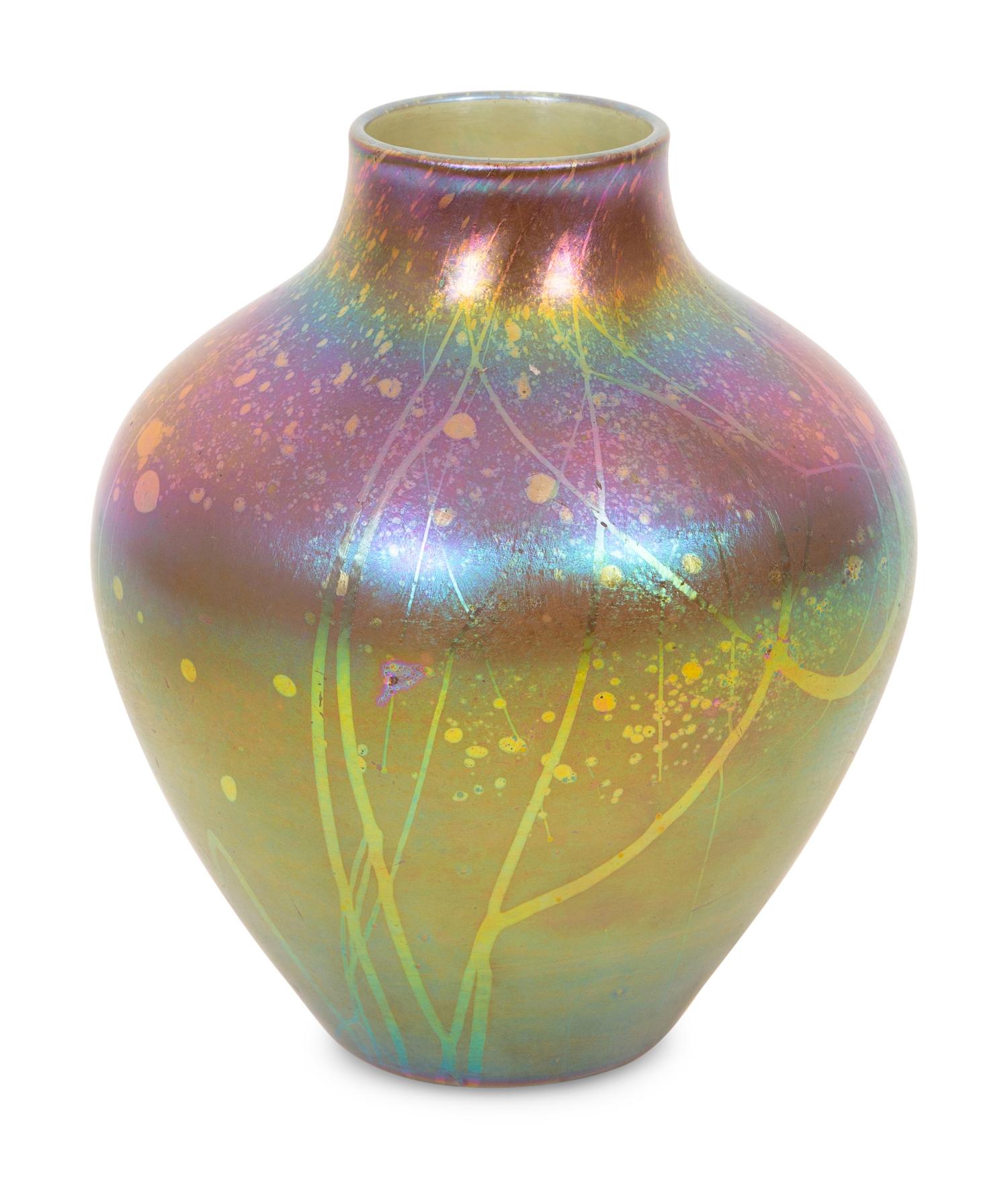 A Tiffany Studios Gold Decorated Favrile Glass Vase