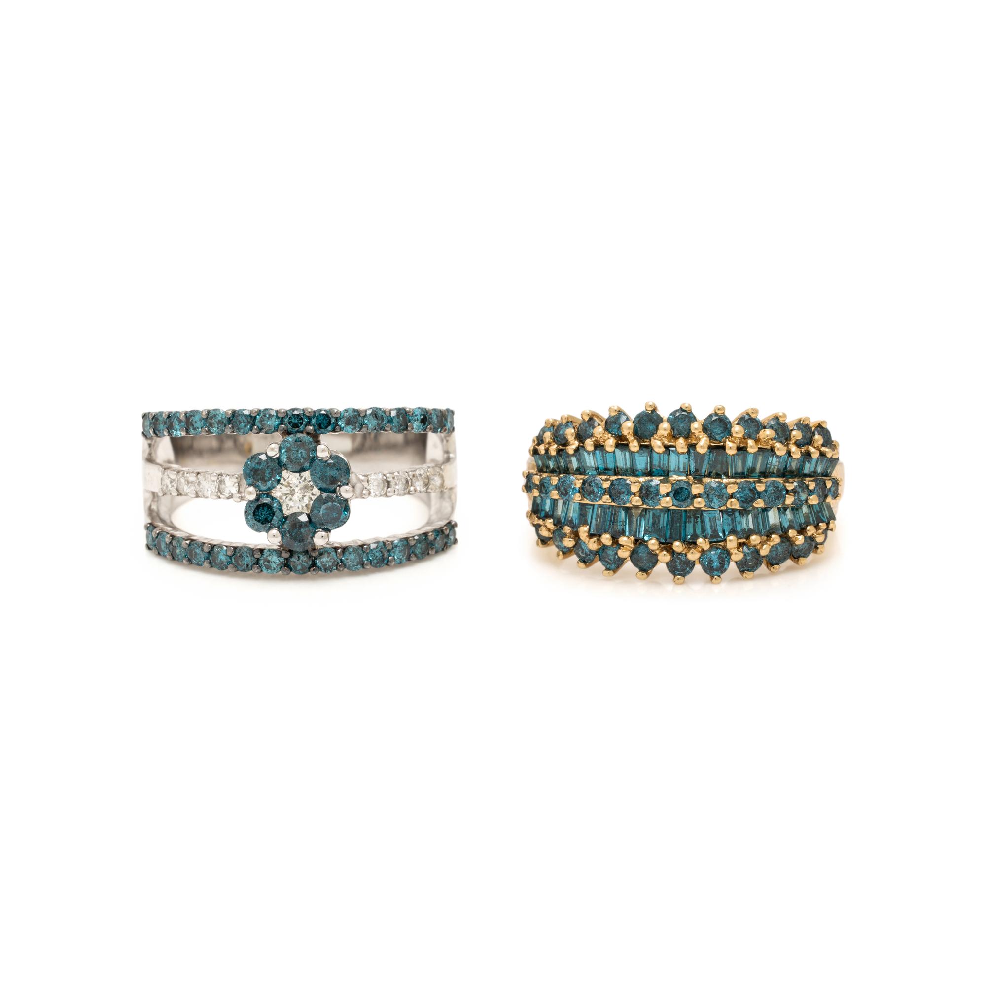 Two Treated Blue Diamond Rings