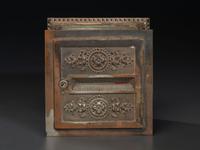 A National Cash Register Embossed Brass and Glass Ticket Receipt Box