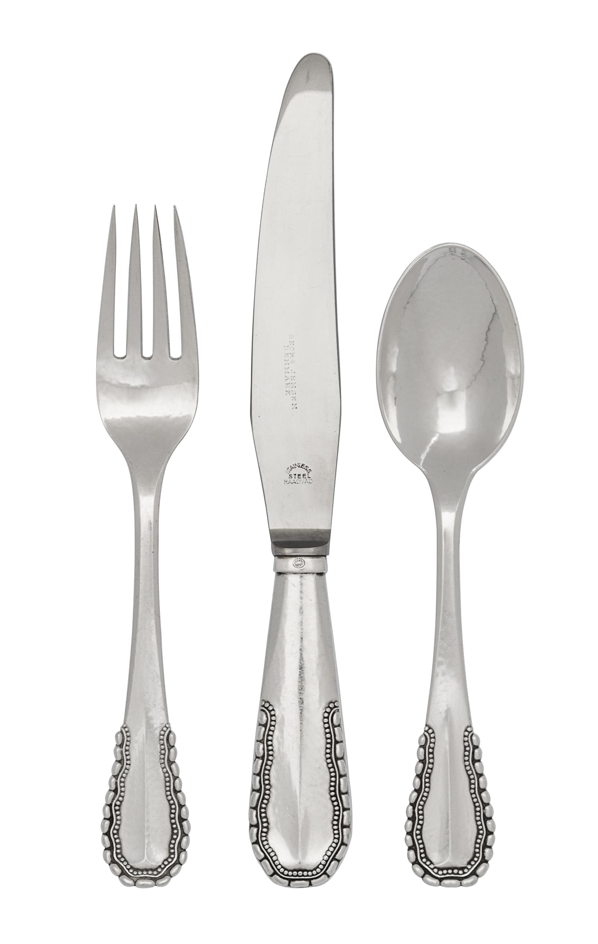 A Danish Silver Flatware Service, Georg Jensen, Copenhagen, Viking (Nordisk) pattern, comprising 12 butter spreaders 12 salad forks 12