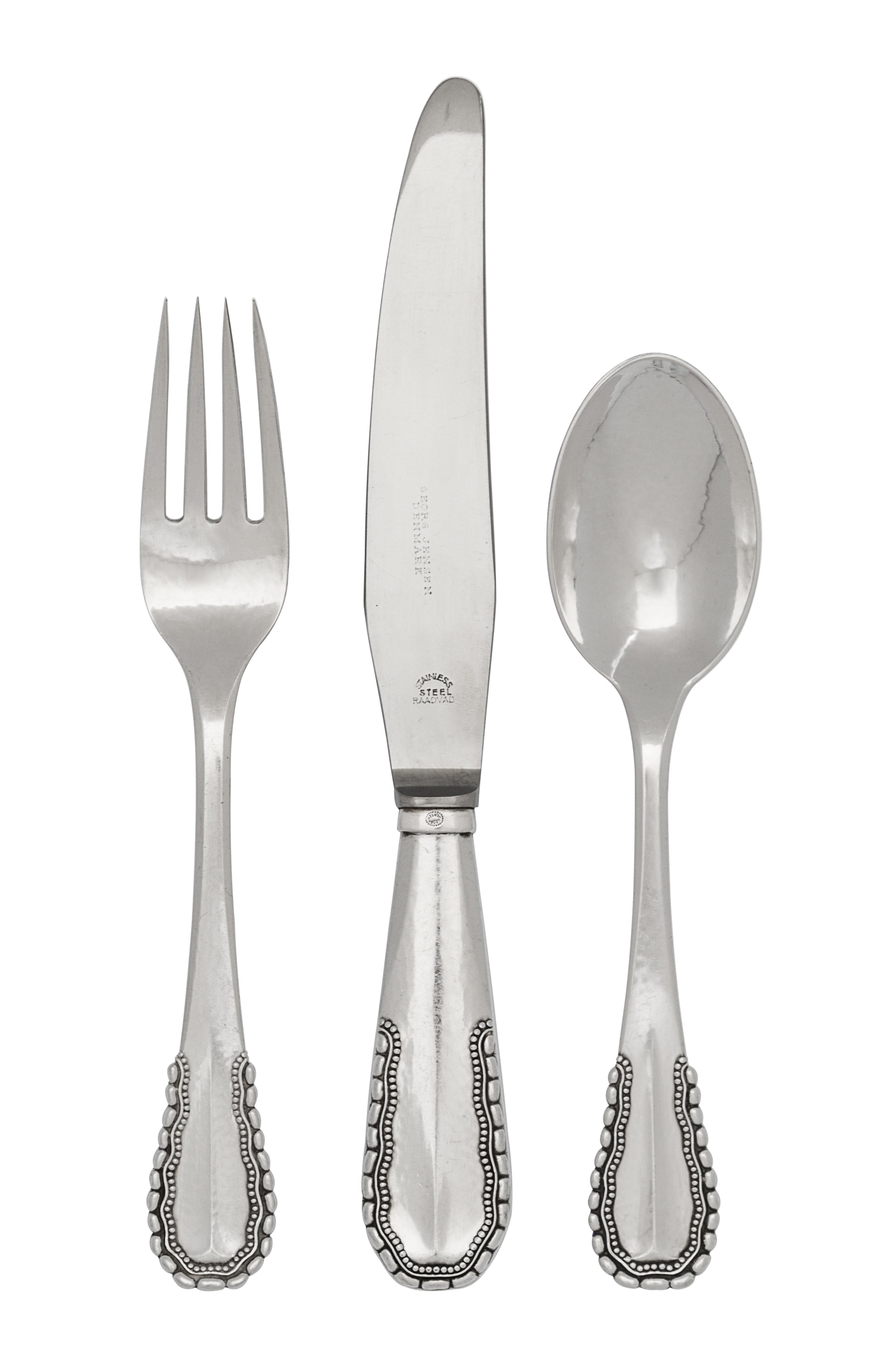 A Danish Silver Flatware Service, Georg Jensen, Copenhagen, Viking (Nordisk) pattern, comprising 12 butter spreaders 12 salad forks 12