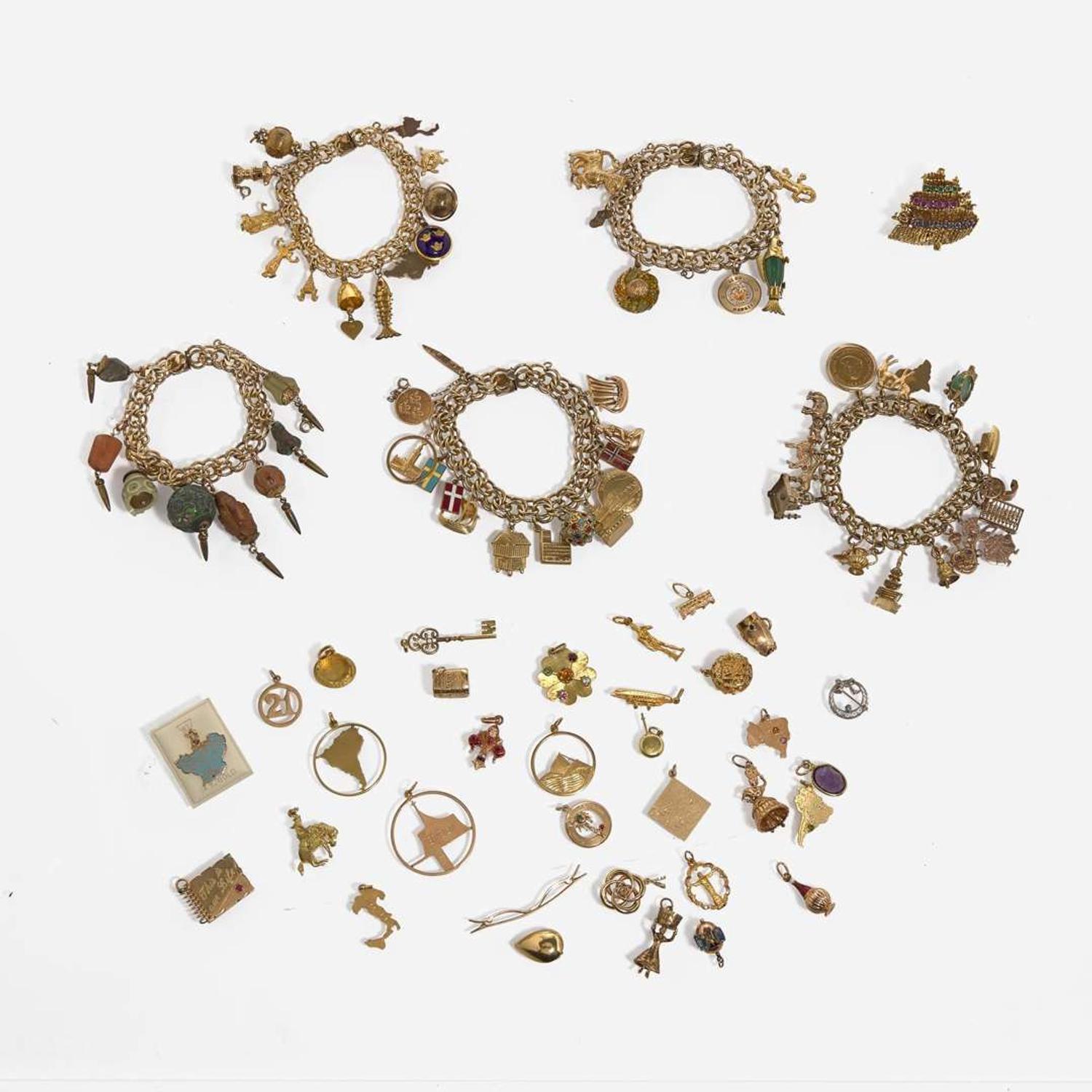 A Collection of Charm Bracelets and Charms