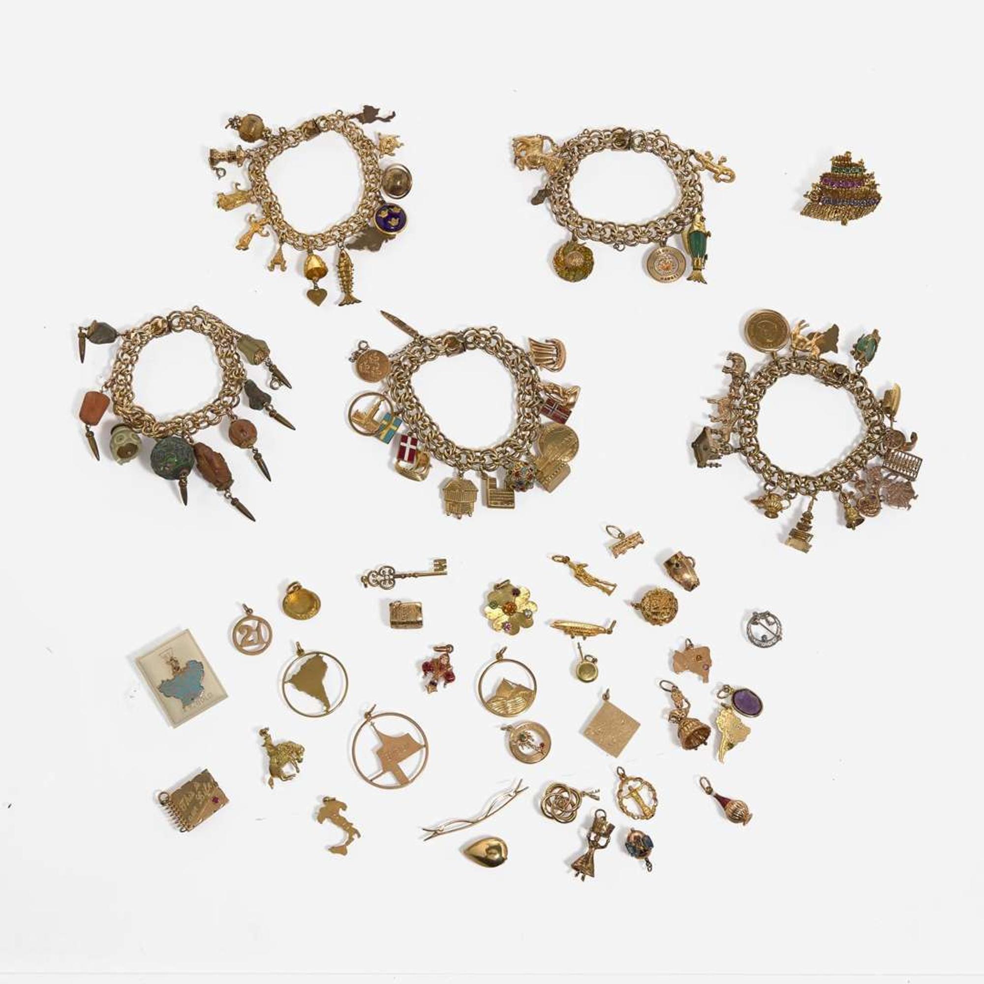 A Collection of Charm Bracelets and Charms