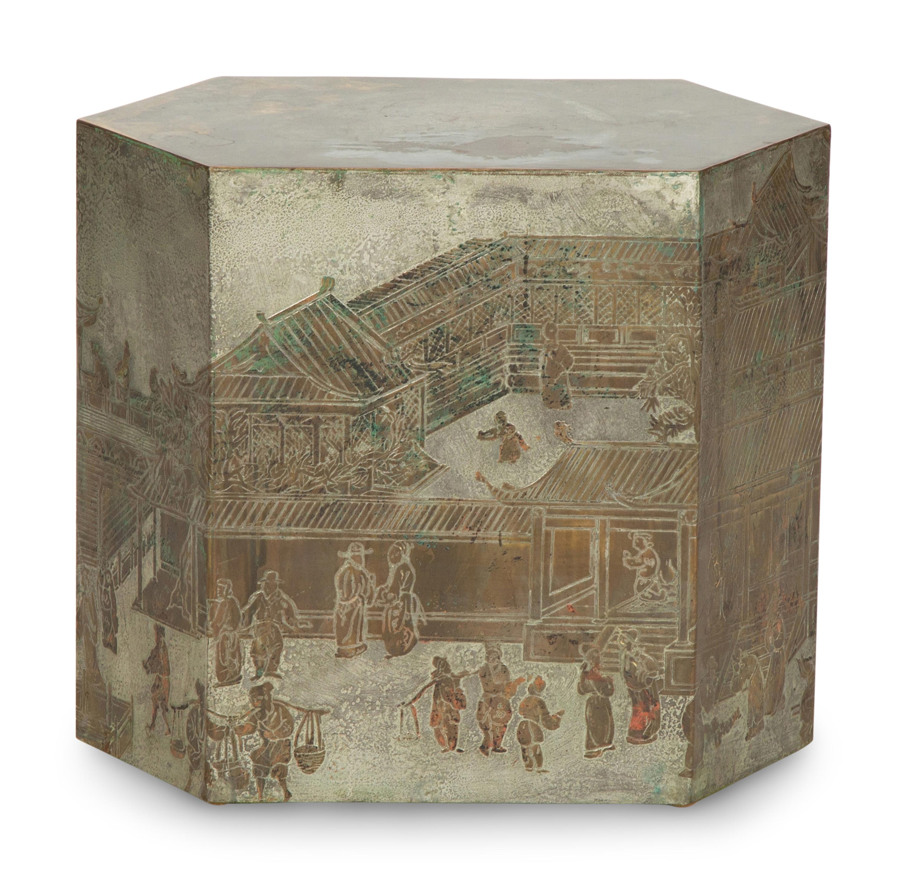 A Philip and Kelvin LaVerne Lo Ta Hexagonal Cube Side Table