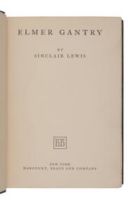 LEWIS, Sinclair (1885-1951). Elmer Gantry . New York: Harcourt, Brace and Company, 1927.