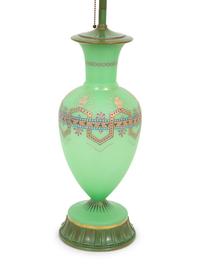 A Continental Enamel Decorated Opaline Glass Vase
