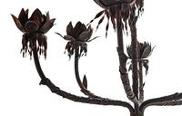 A Pair of Spanish Baroque Style Wrought-Iron and Tole Floor Standing Torcheres