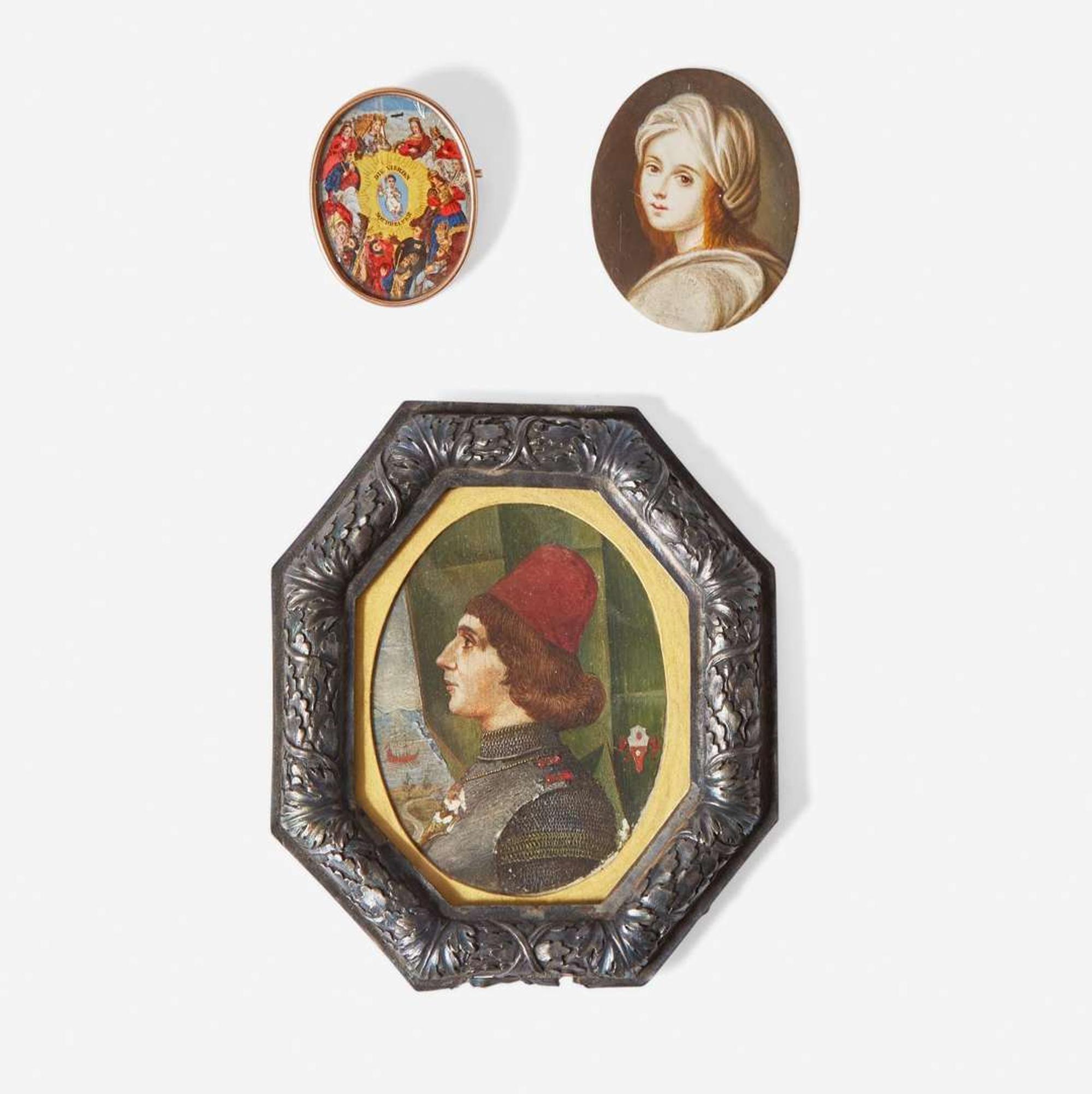 Continental School 19th century Three Miniature Works