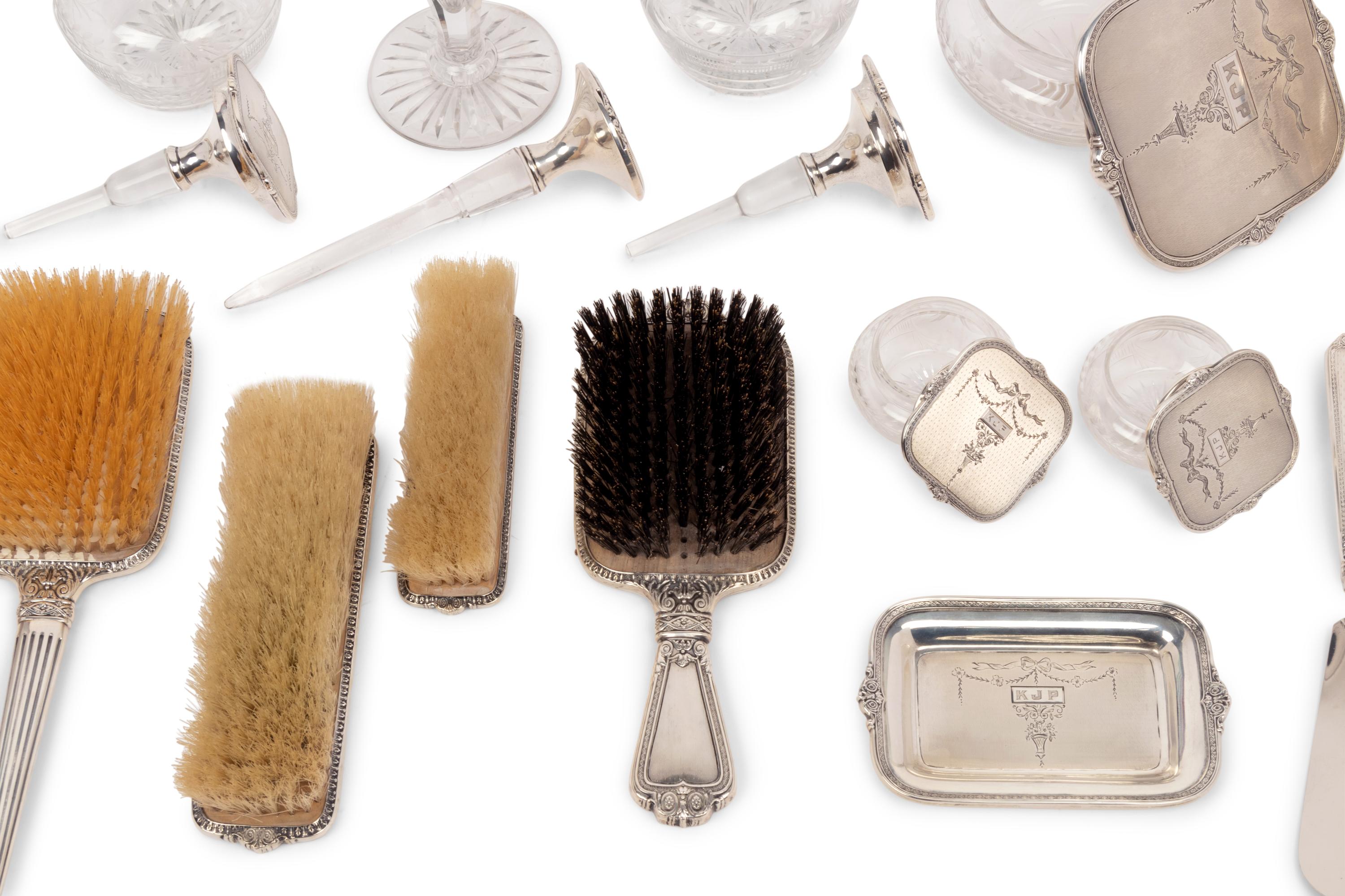An American Silver Mounted Dresser Set