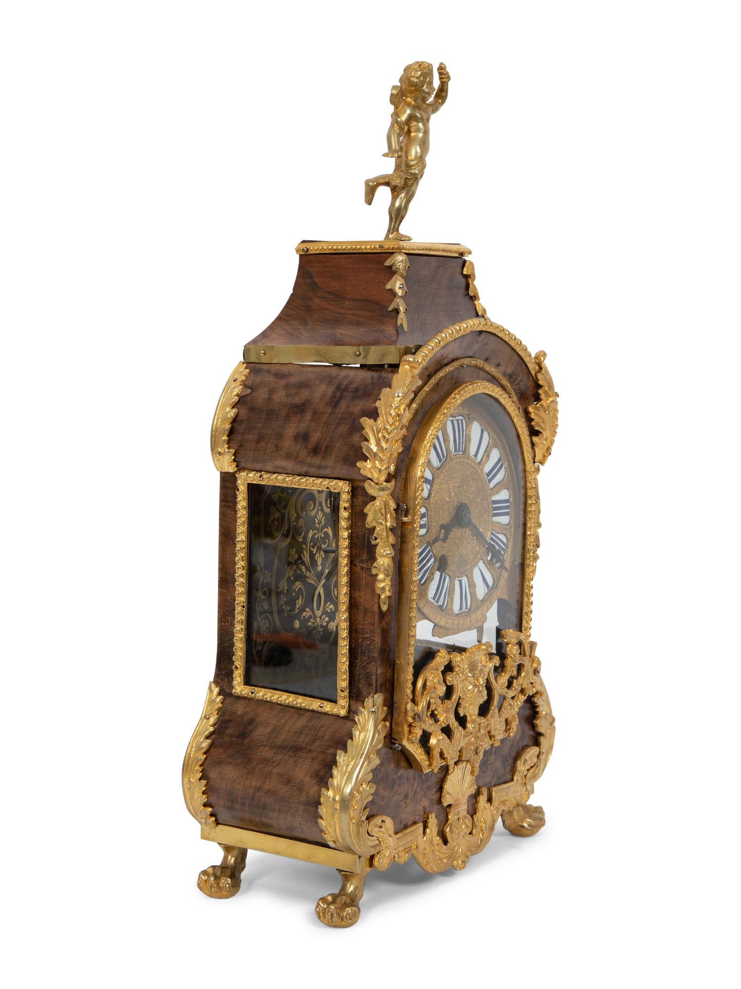 A Louis XV Gilt Bronze Mounted Walnut Bracket Clock