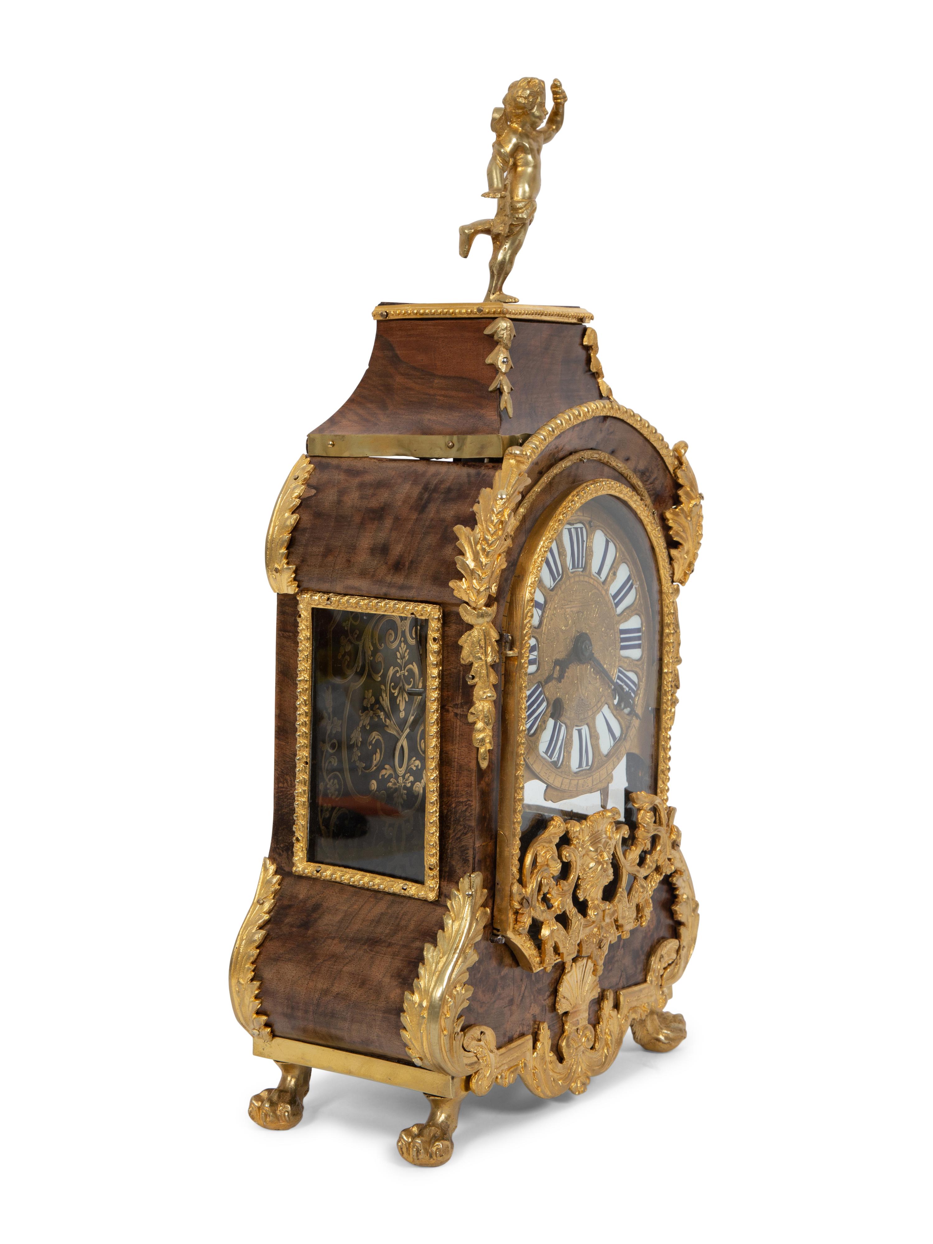 A Louis XV Gilt Bronze Mounted Walnut Bracket Clock
