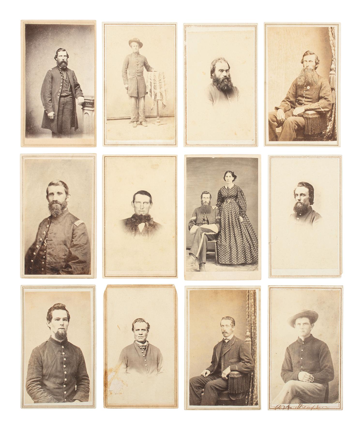 [CIVIL WAR]. CDV album containing images of New Jersey and Ohio soldiers, including casualties.