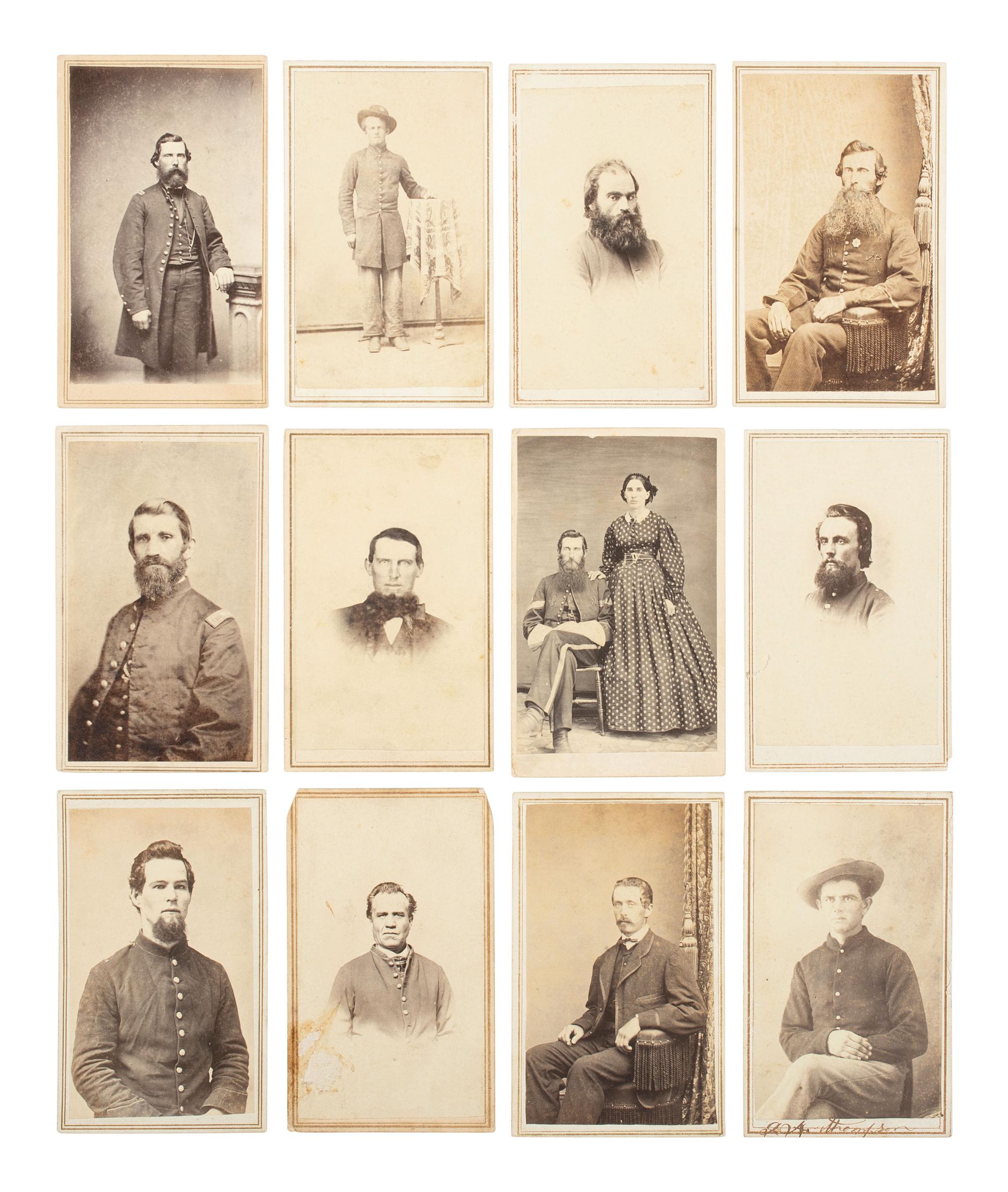 [CIVIL WAR]. CDV album containing images of New Jersey and Ohio soldiers, including casualties.