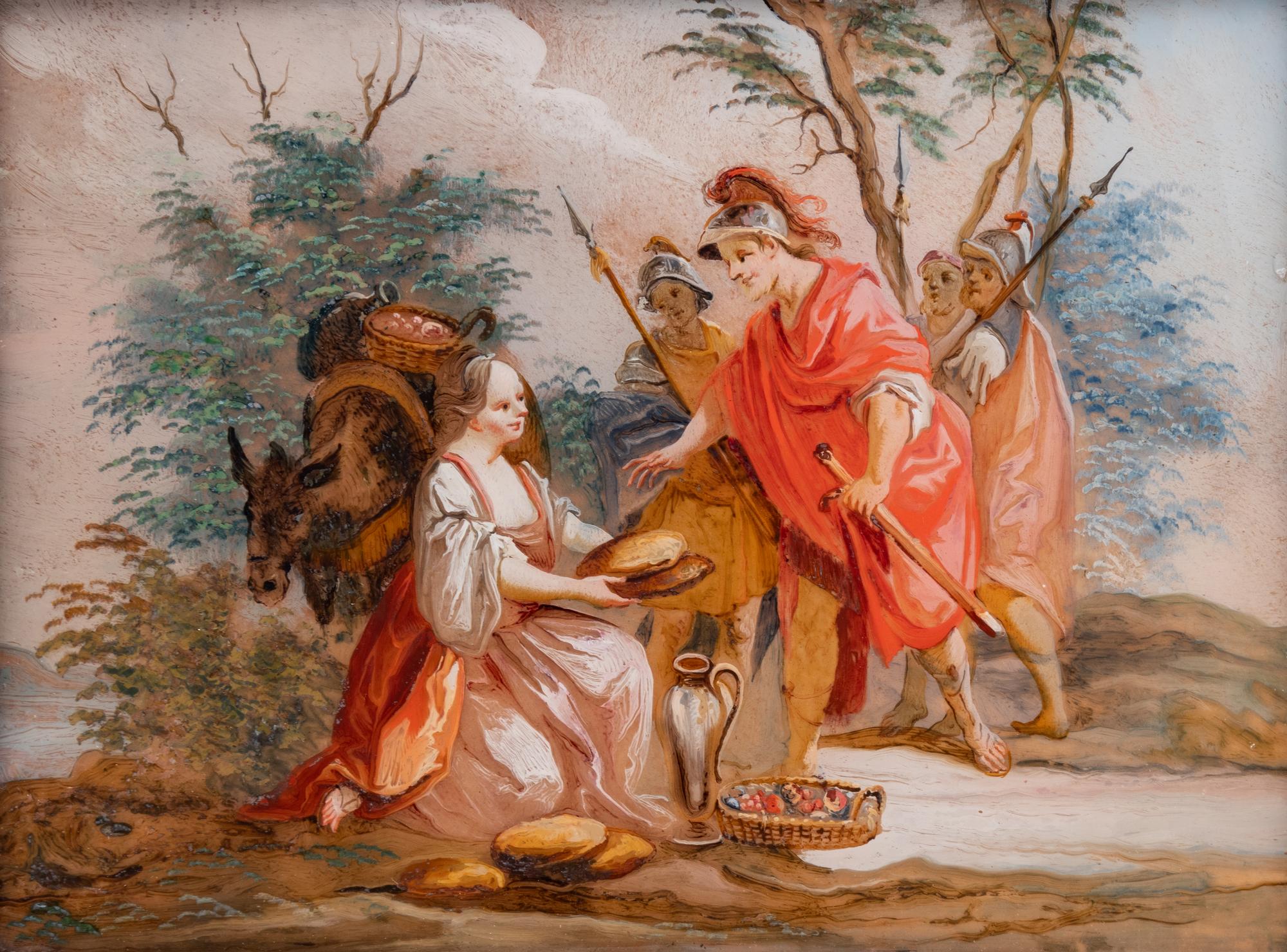 A Continental Reverse Painting on Glass